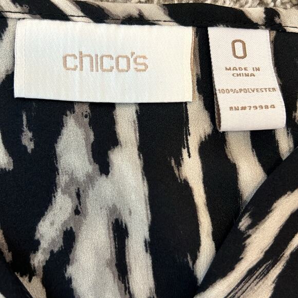 Womens Chico's Silky Animal Print Ruffles Stylish sleeveless 0 (small 4) Leopard - Picture 5 of 16